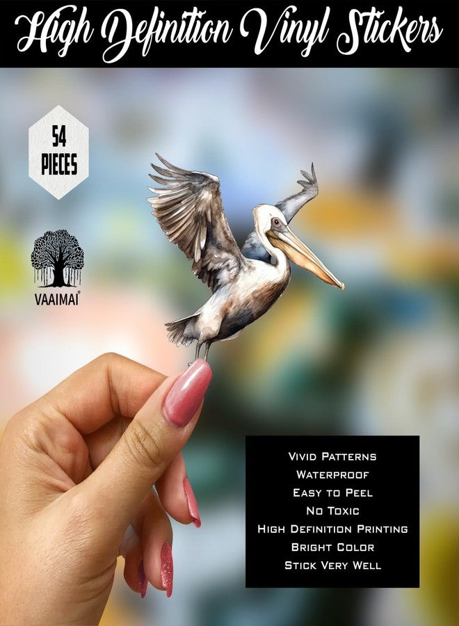 VAAIMAI مجموعة ملصقات فينيل VAAIMAI مكونة من 54 قطعة بتصميم طائر البجع | تصاميم زهور مائية وطيور وساحل مهيب | ملصقات طيور شاطئية مقاومة للماء لمذكرات الطبيعة - Image 3